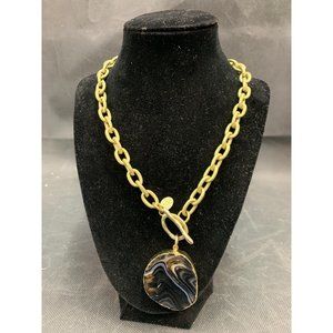 Druzy Gold Tone Chunky Quartz Necklace